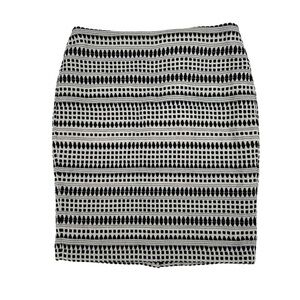 LOFT Petites Black Ivory Woven Pencil Skirt Size 4 Petite Women's